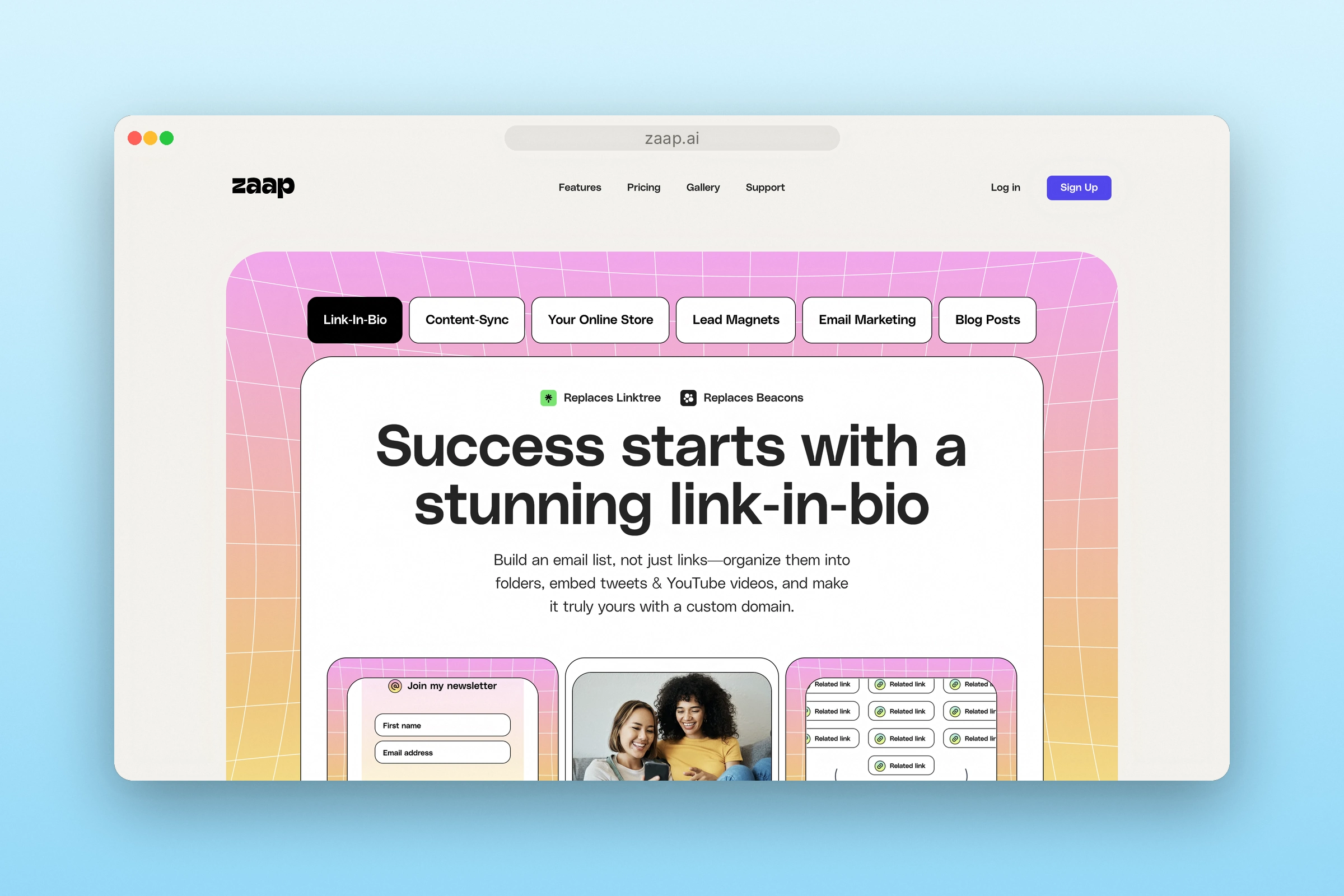 Zaap: One section, six tools